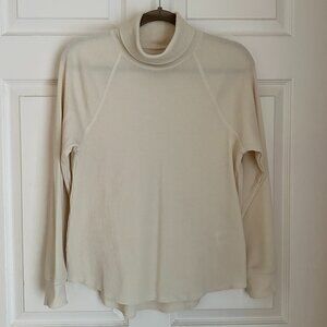 Everlane 100% Organic Cotton Waffle Turtleneck Cream, Sz Small